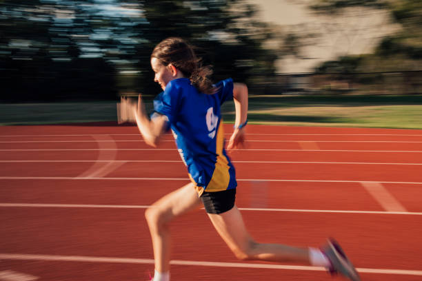 girl running on the track